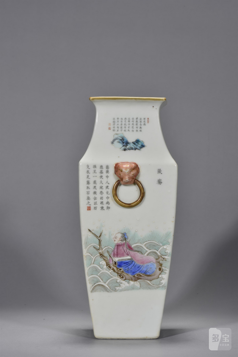 清道光 粉彩无双谱四方瓶 - 图7